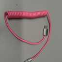 chubbycable Curly Chubby 120W Coiled USB C Fast Charging Cable Durable Braided Charger Cord for Car Compatible with iPhone 17-15 Series iPad, Pink, USB-A to Type-C, 2.13FT-6.56FT