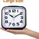 Tinload 5.5" Large Analog Alarm Clock Silent Non Ticking, Gentle Wake, Beep Sounds, Increasing Volume, Battery Operated Snooze and Manual Light, Easy Set, Black (Best for Elder)