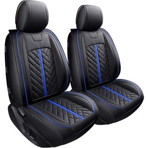 Tomatoman Tacoma Car Seat Covers Compatible with Toyota Tacoma 2005-2023 2024 2025 2026 Truck Access Double Crew Cab TRD Pro Trail Edition Off-Road Waterproof Leather Cushions(2PCS Front/Black-Blue)