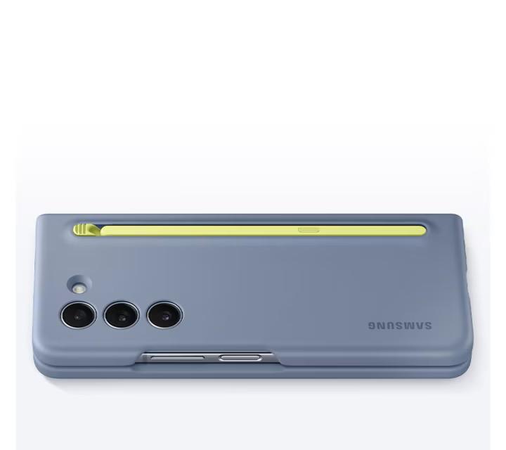 Caka for Samsung Galaxy Z Fold 5 Case [Thinner S Pen Holder Slot] [Magnetic Charging] [Hinge Protection] [Built-in Screen Protector] Translucent Hard Shockproof Magnet Phone Cover for Zfold 5 - Blue