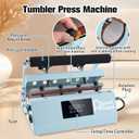 Tumbler and Hat Heat Press Machine, 2-in-1 Combo Machine for Cup and Cap with Gloves and High Temp Heat Resistant Tape for 11oz-30oz Sublimation Tumbler and All Caps, Blue