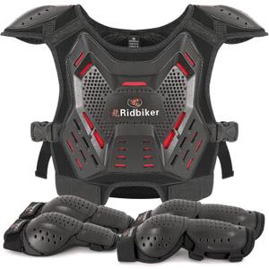 Kids Dirt Bike Gear Motocross Chest Protector Motorcycle Protective Gear Armor Vest Knee Guards Elbow Pads Dirt Bike Riding Gear for Baby Biker ATV, Black