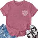 LBP Women Teacher Shirt Teaching is Heart Work T Shirt Casual Teachers Life Tee Tops (L)