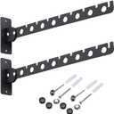 Sumnacon 12 Inch Stainless Steel Clothes Hanger Racks - 2Pcs Wall Mounted Folding Garment Hooks with Screws, Space Saver Clothing and Closet Storage Organizer for Laundry Room Bedroom Bathroom, Black