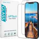 HPTech (2 Pack) Designed for iPhone 12 / iPhone 12 Pro 6.1-inch Tempered Glass Screen Protector, Anti-Scratch, Bubble Free (Clear)