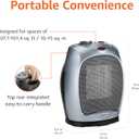 Amazon Basics Oscillating Ceramic Portable Indoor Space Heater, Fast Heating Technology, Overheat and Tip-Over Protection, Adjustable Thermostat, 1500W, 7.52"D x 6.34"W x 9.45"H, Silver