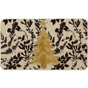 Artoid Mode Golden Xmas Tree Christmas Doormat, Winter Low-Profile Switch Rug Home Decor Door Mat Floor Mat for Outdoor Indoor 17x29 Inch