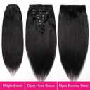 20inch Light Yaki Straight Clip ins, 120G Full Head Real 100% Human Hair Clips for Women Seamless Yaki Clip in Hair Extensions for Thin Hair Natural Black 8Pcs Hair Pieces with Secure Clips