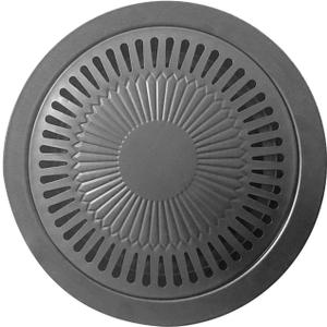 30cm Korean BBQ Grill Pan Iron Anti Stick, Round Stovetop Barbecue Grill Pan for Home Indoor Outdoor Cooking with Fluted Oil Tray Design