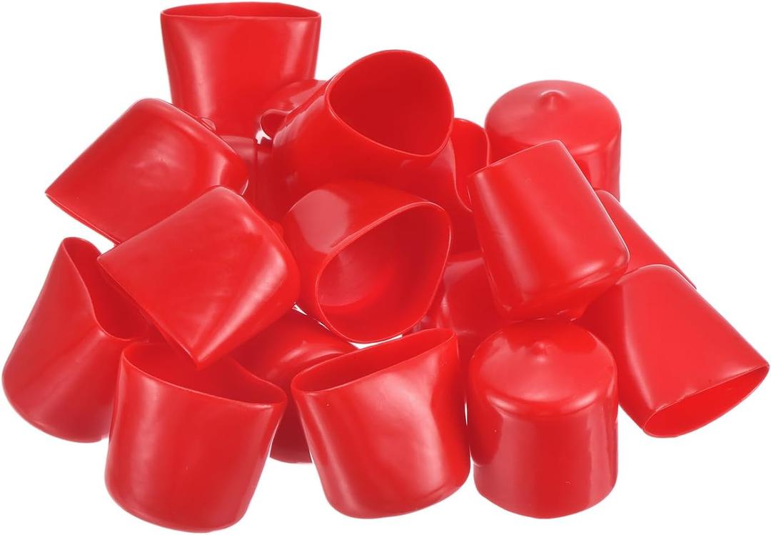 uxcell 50pcs Rubber End Caps 30mm(1 3/16") ID Vinyl PVC Round Tube Bolt Cap Cover Screw Thread Protectors Red