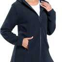 MoFiz Women's Long Fleece Zip Up Hoodies Long Sleeve Full Zip Soft Warm Polar Fleece Jacket Coat with Pocket for Fall Winter (L)