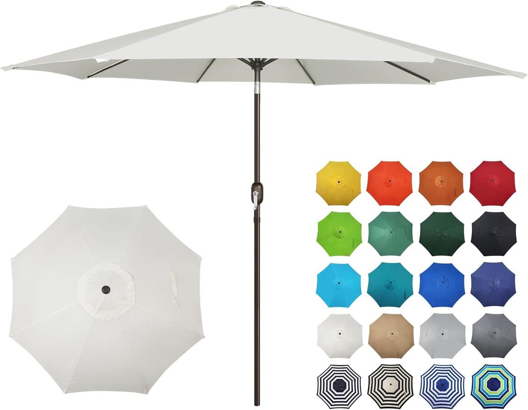 Blissun 10FT Outdoor Patio Umbrella, Outdoor Table Umbrella, Yard Umbrella, Market Umbrella with 8 Sturdy Ribs, Push Button Tilt and Crank