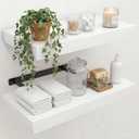 16" Width Floating Shelves, Wall Shelves for Bathroom/Living Room/Bedroom/Kitchen Decor, White Shelves with Invisible Brackets Set of 2