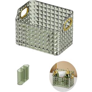 Cosmetics Makeup Organizer,Clear Diamond Crystal Makeup Organizer,skincare organizers,for Vanity Decor,Bathroom Countertops,Desk Storage Container,Cosmetic Display cases (Green) (Small and Large Green)