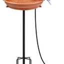 BIRD WISH Heated Bird Bath, Stable 5-Prong Metal Base Thermostat Control Weather Resistance All Seasons Heated Bird Baths for Outdoors for Winter Garden Yard Patio Lawn, Terracotta
