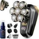 Head Shavers for Bald Men, Electric Razor with 7D Magnetic Shaver Heads, Wet Dry Waterproof Bald Head Trimmer Kit for Women & Men, Nose Ear Hair Trimmer, USB Rechargeable Clippers, Bright Black