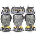 Crobirware 3 Pack Fake Owl Decoys to Scare Birds Away - Rotating Head Plastic Owl Scarecrows, Squirrel Hawk Bird Deterrent for Outside Garden Yard, Statues Garden Decor