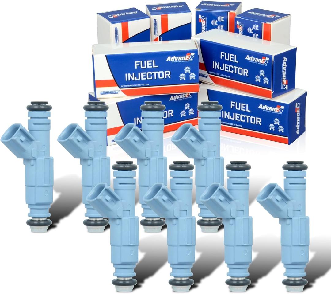 0280155849 Fuel Injectors 4-holes 8pcs Compatible with Chrysler Aspen, Dodge Dakota/Ram 1500, Jeep Grand Cherokee, Mitsubishi Raider, Replace# 53032145AA