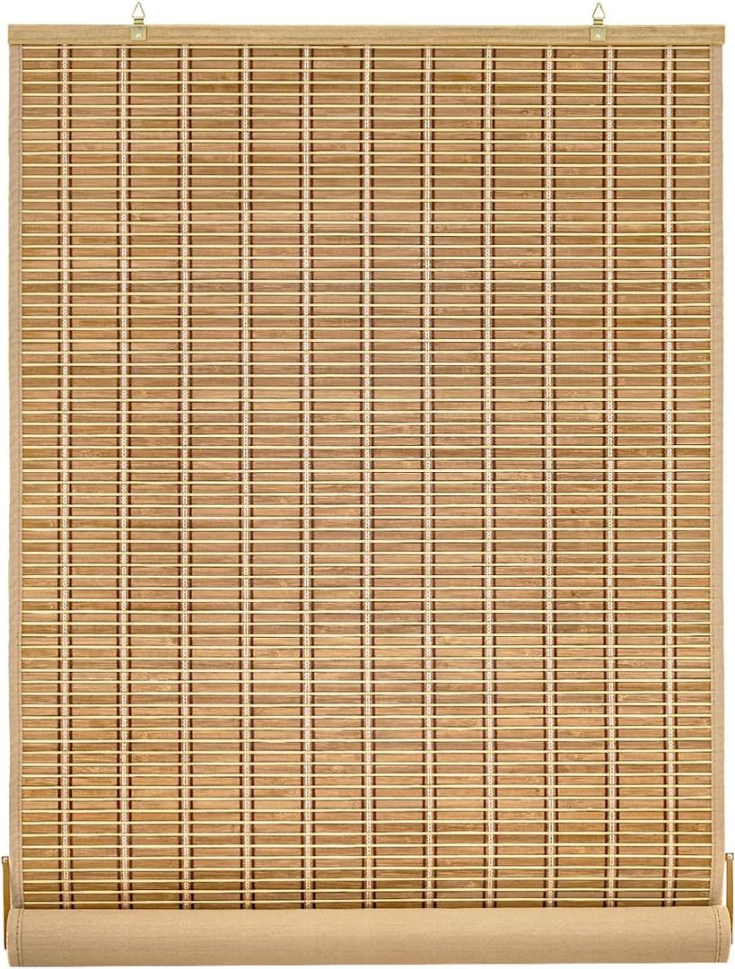 UNISHADES Blackout Bamboo Blinds, w/Lining, 34 1/4" W × 48" H - Natural