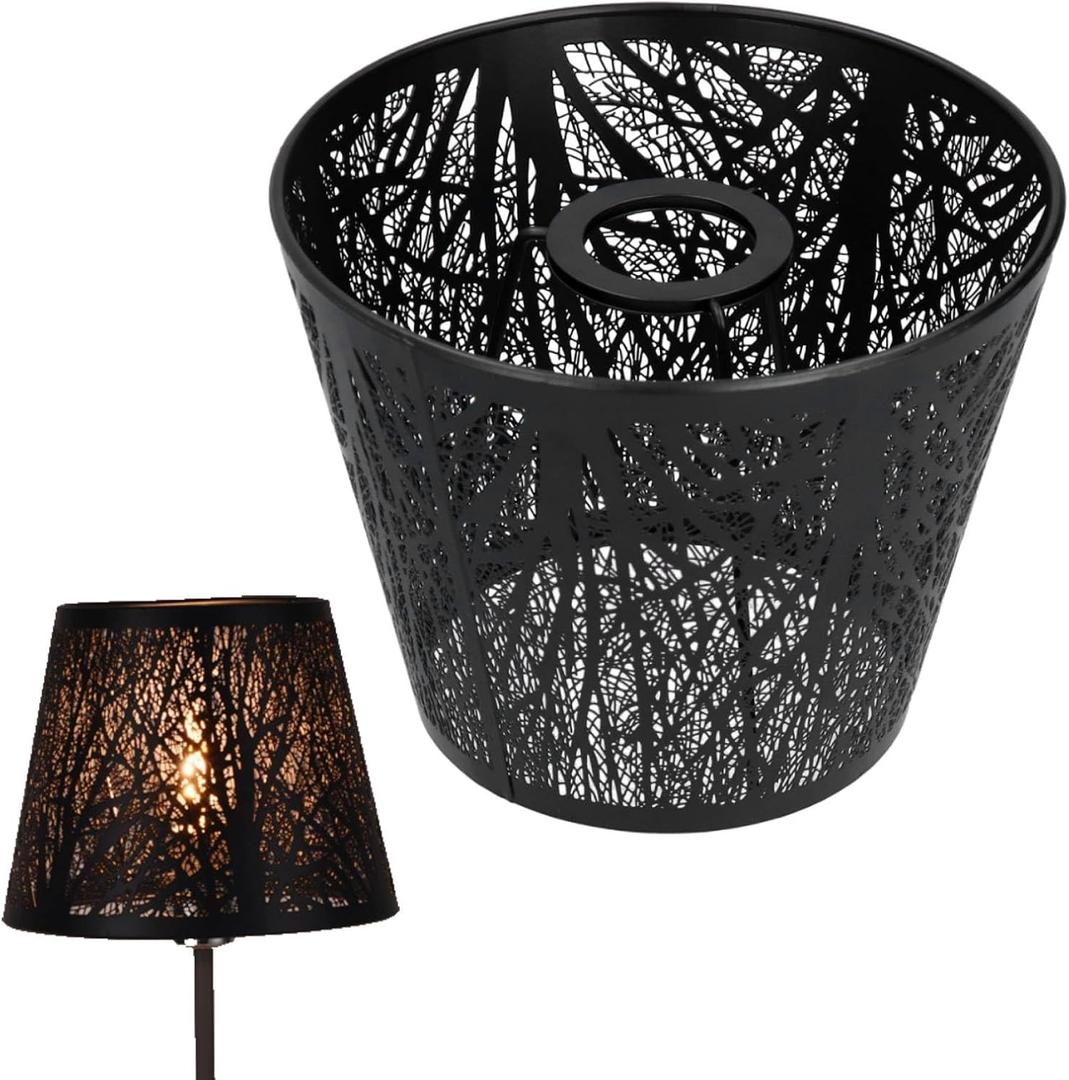 Metal Lamp Shade, Forest Tree Shaped E27 Clip On Small Lampshade for Table Lamp Bedroom Bedside Decor (Black)