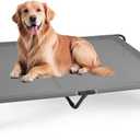 YSSOA Cooling Breathable Elevated Dog Bed, No-Slip Feet, Metal Frame, Indoor and Outdoor, Large Dogs, 60x37x9 Inch, Grey