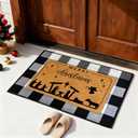 2 Pcs Merry Christmas Doormat, Nativity Scene Door Mat Christmas Non Slip Coir Mats Floor Striped Rug Layering Doormats Seasonal for Xmas Winter Doormats Front Porch Entryway Decor 24 x 32"