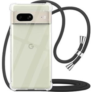 YESPURE for Google Pixel 7 Clear Lanyard Case Adjustable Shoulder Neck Crossbody Strap Phone Cover Women Girls Soft Slim Bumper Shockproof Protective Mobile Case for Pixel 7 - Black