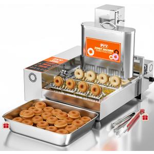PYY 4 Rows Commercial Mini Donut Machine - 1800 Pcs/Hr Fully Automatic Commercial Donut Maker Machine, Upgraded Anti-Stick Donut Fryer Machine, Makes Mini Donut DIA 1.18"-1.97", 5.5L Hopper, 1800W