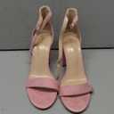 GENSHUO Women's 4-inch Chunky High Heel Sandals with Ankle Strap, Party Wedding Bridal Shoes (8, Pink)