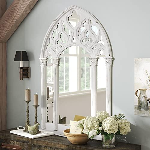 Arch Window Mirror,Rustic Farmhouse Large Wood Cathedral Arched Decorative Accent Mirror for Bedroom, Living Room,Entryway,Hallway