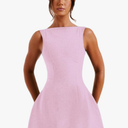 ANKOMINA Women's Elegant Pockets Mini Dress Cap Sleeve Mock Neck Tank Short Dress Bodycon Casual Work Office A Line Dresses, S
