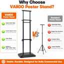 2 Pack Pedestal Poster Stands for Display, Adjustable Heavy Duty Poster Board Stand Height Up to 80", Double-Sided Floor Standing Sign Holder for Foam Board & Banner Signs, Black