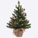 MEETYAMOR 2 FT Mini Christmas Tree, 24" PE Prelit Small Artificial Tabletop Snow Flocked Christmas Trees Decor with 20 Lights Timer, Outdoor Indoor Porch Table Centerpieces Xmas Christmas Decorations