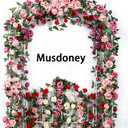 Musdoney 4Pcs 32.2 FT Fake Rose Vine Flowers Plants Artificial Flower Garland Hanging Rose Ivy Home Hotel Office Wedding Party Garden Craft Art Decor (Red)