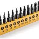 Torx Star Punch & Security Bit Set 13PCS 1-Inch, S2 Steel Tamper Proof Bits with Hole (T4, TT5-TT40) for Electronics, Auto & Impact Driver, 1/4" Hex Shank Specialty Bits
