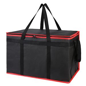 Bodaon Insulated Food Delivery Bag for Hot and Cold Meal, XXX-Large Grocery Tote Insulation Bag for Catering/Drivers, Pizza Warmer, Grocery Bags, Cooler Bag, food warmers for parties (Black-Red, 1Pk)