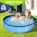 Dog Pool, Foldable Pet Swimming Pool with 6mm High-Strength PP Board, Hard Plastic Collapsible Doggy Pools for Small Dogs Kitty Duck, Non-Slip Doggie Bathtub Quick to Set Up and Drainage Hole, 63"