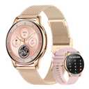 Getfitsoo Smartwatch for Women, Waterproof Bluetooth Call Watch for Android iOS Phones, 1.32" AMOLED Round Touch Screen Fitness Tracker with 100+ Sports Modes/Health Monitor/Password Lock (Gold)