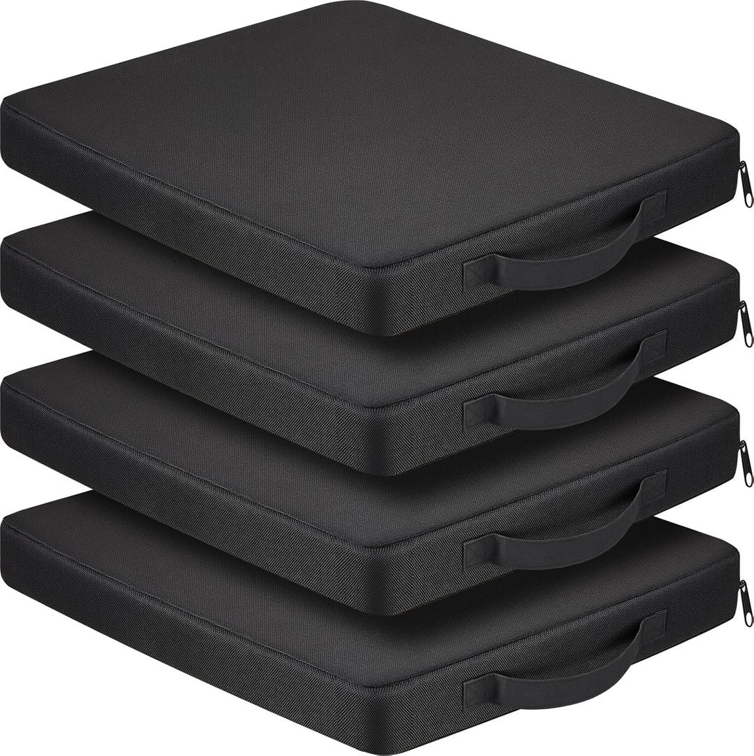 4 Packs Stadium Seat Cushion Portable Bleacher Seat with Handle Stadium Cushion Padded for Sports Events, Outdoor Concerts, Camping, Hiking, Fishing, Beaches, Chairs(Black)