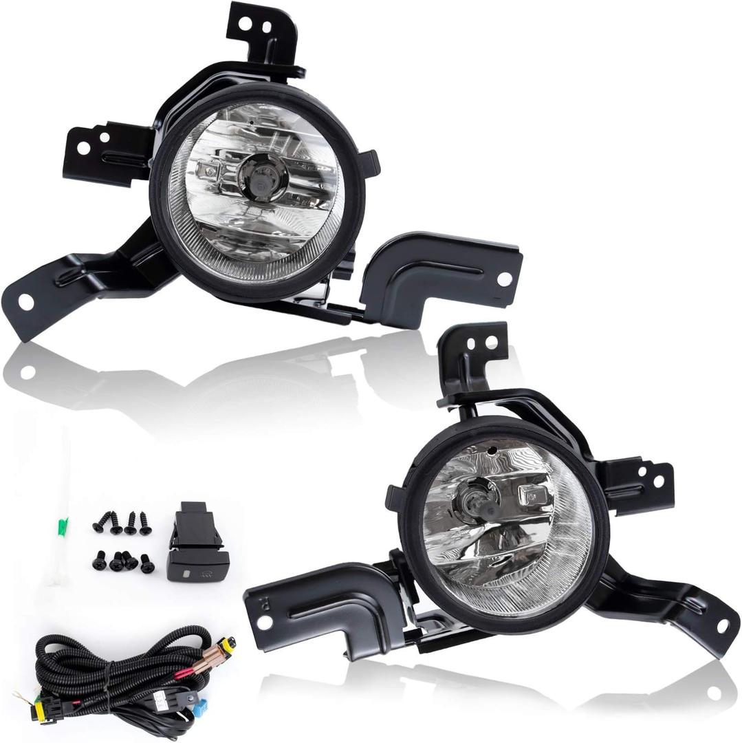 RP Remarkable Power CRV Fog Light 2007 2008-2009, Fog Light for 2007 2008 2009 CRV EX/EX-L/LX Fog Lamp Kit with Universal Wiring Harness& Switch Clear Lens Halogen Bulbs for 07-09 CRV FL7032
