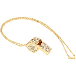 Gold Whistle Necklace for Women - Crystal Gold Plated Long Rhinestone Sweater Chain Pendant Jewelry Gift for Women Men