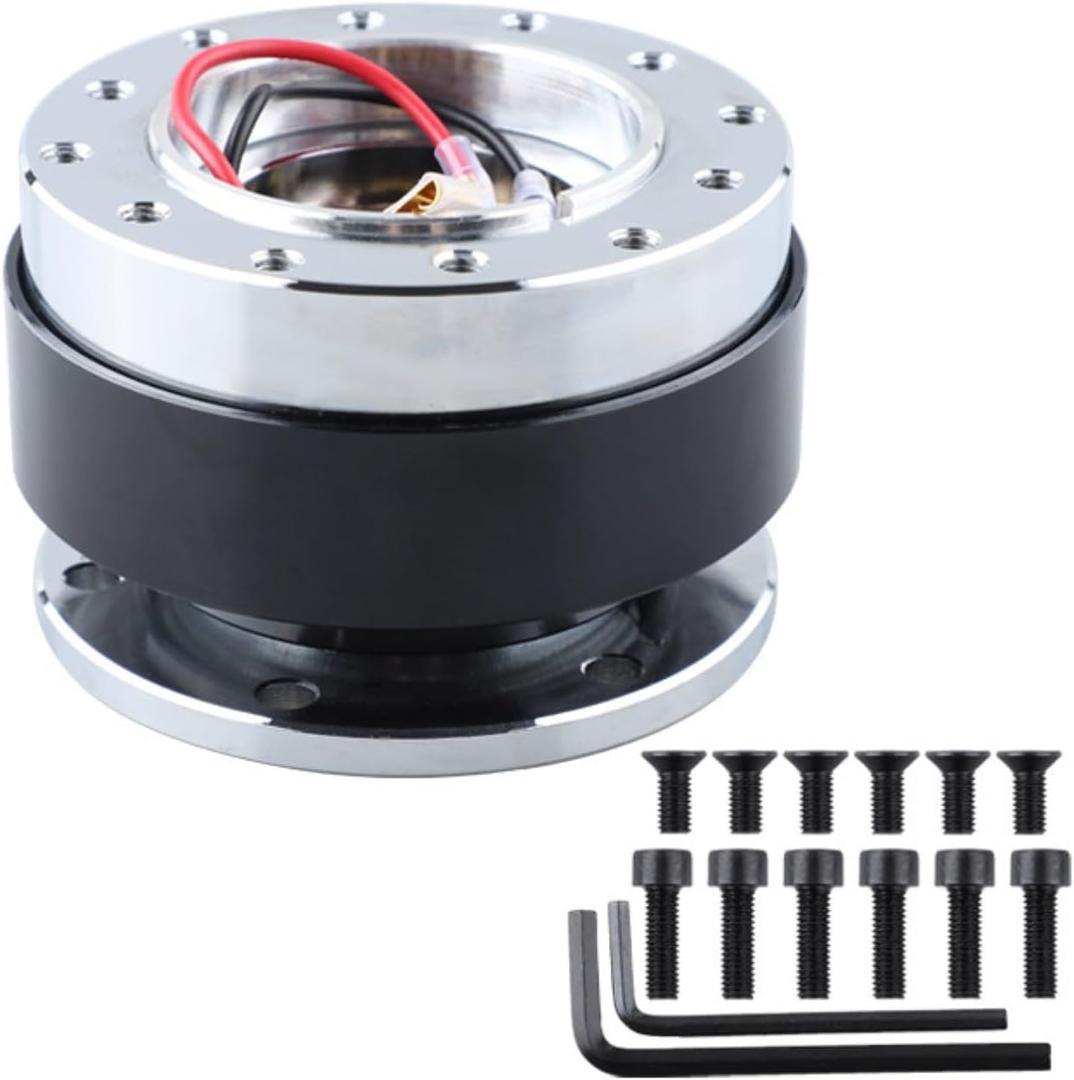 Universal Racing Car Quick Release And Convenient Modification Steering Wheel Quick Release Device Adapter, 6 Hole Snap Off Car Aluminum Wheel Hub Adapter, Auto Repair Tool(Black)