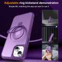 Hocase for iPhone 15 Case 6.1", with Magnetic Ring Stand [Compatible with MagSafe] [Military Grade Protection] Slim Shockproof Translucent Protective Phone Case - Purple