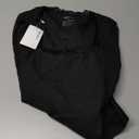 REORIA Women's Sexy Lace Scoop Neck Long Sleeve Double Lined Layering Slim Bodysuit Tops (Large, Black)