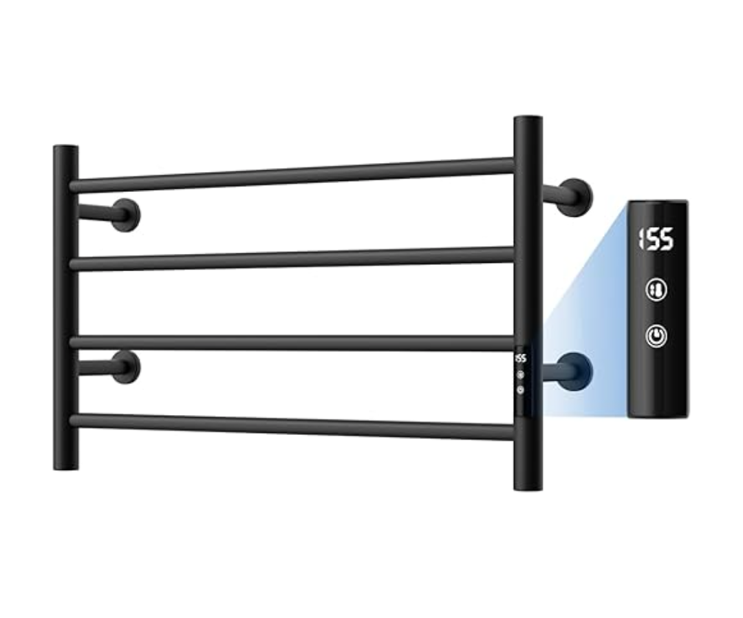 QAOYEDE Towel Warmer Rack with Intelligent Touch Screen Timer, Fast Heating Heated Towel Racks for Bathroom, Plug-in Wall Mounted Heated Towel Bar Matte Black QAOYEDE Towel Warmer Rack with Intelligent Touch Screen Timer, Fast Heating Heated Towel Racks for Bathroom, Plug-in Wall Mounted Heated Towel Bar Matte Black