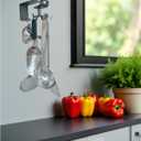 360Rotating Kitchen Utensil Rack n Phone Stand| Wall Mount Free Drilling Adhesive Utensils Hanging Holder with 6 Hooks| for Kitchen Tools n Gadgets