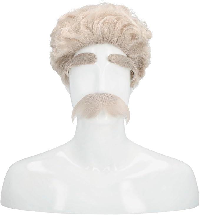 Lacey Wigs LW382DBNGY Mark Twain Wig Mustache Eyebrow Set44; Dark Brown Grey 51