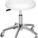 Rolling Salon Stool Chair with Back Support - Height Adjustable Hydraulic Stool with Wheels - Heavy Duty Swivel Stools 400lb Capacity for Home Salon Facial Spa Massage Clinic and Work Bench (White)