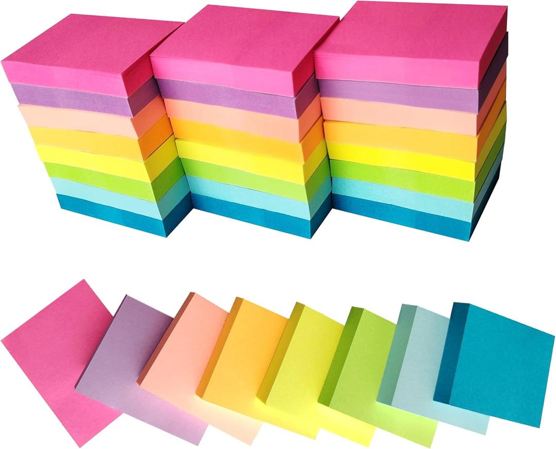 Small Sticky Notes Bulk 1.5x2 Inches (24 Pads/Total 1800 Sheets), 8 Bright Colors Mini Sticky Notes Small Memo Pads, Easy to Post for Notebook, Home, Office