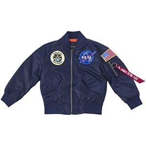 OYSTERBOY NASA MA-1 Flight Jacket Military Coat for Kids Boys (135cm（10T）, Replica Blue)